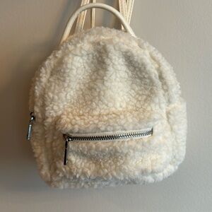Teddy Sherpa Fluffy White Mini Backpack